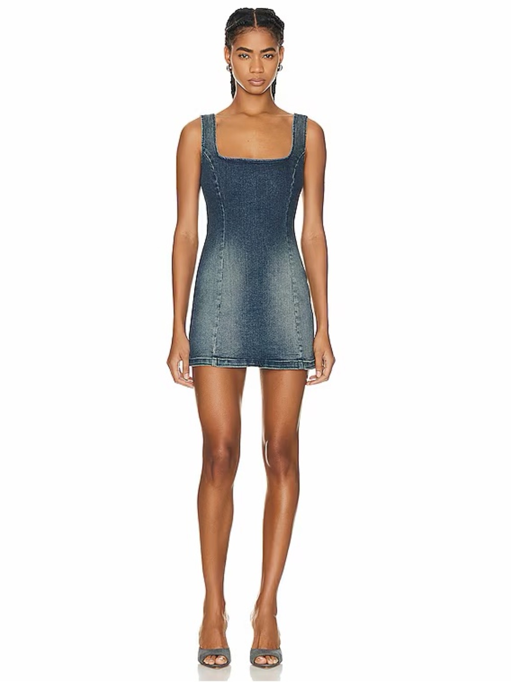 REVOLVE Denim Devan Square-Neck Mini Dress